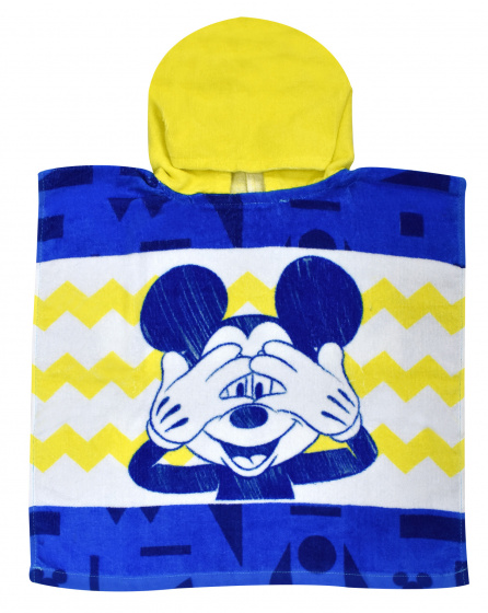 Disney badponcho Mickey junior 50 x 100 cm katoen geel/ - Blauw
