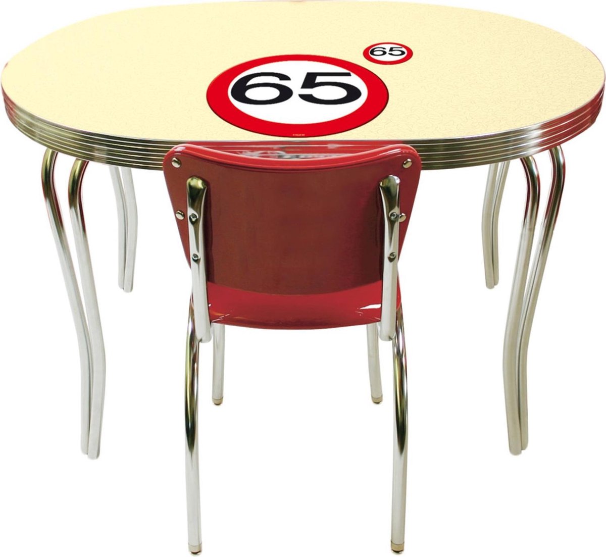 Feestbazaar Folat placemat/onderzetter set verkeersbord 65/wit 8 delig - Rood