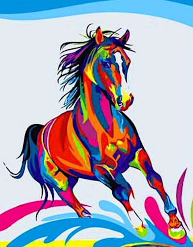 Mona Lisa diamond painting paard kleurrijk 50 x 40 cm 440 gr