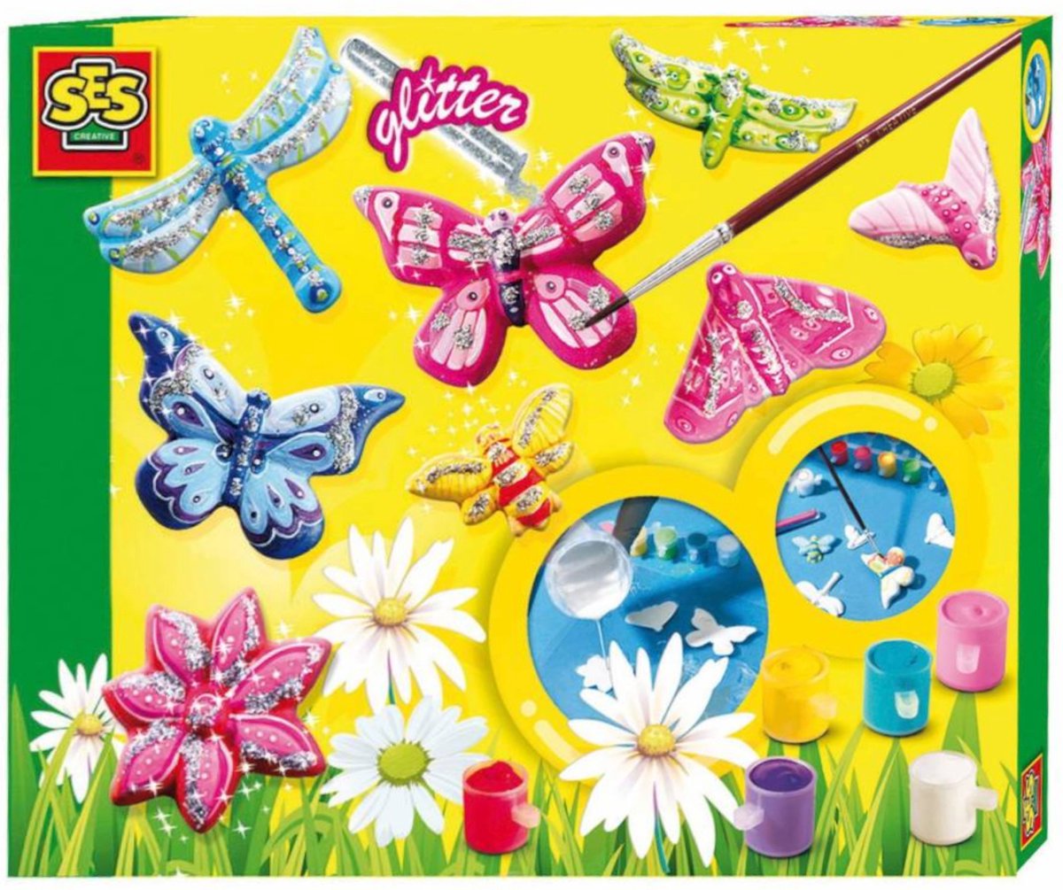 Ses gips gieten en schilderen Vlinders junior 4 delig