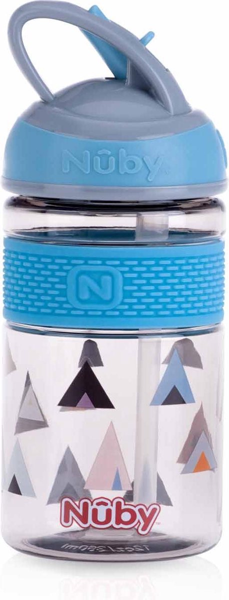 Nuby beker 2N1 harde tuit 360 ml/grijs - Blauw