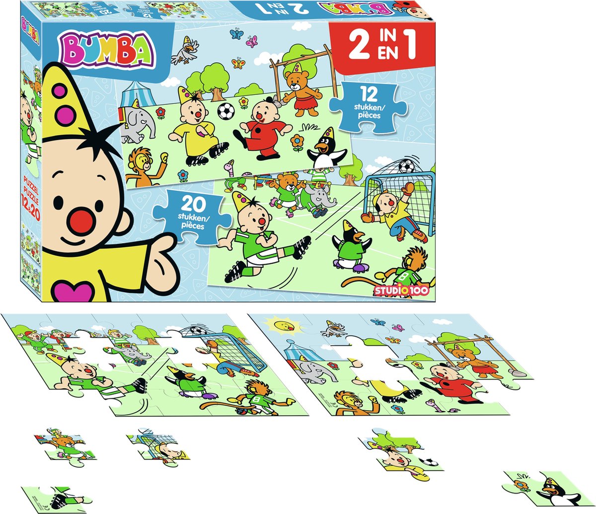 Studio 100 legpuzzel 2 in 1 Bumba Voetbal 12 en 20 stuks