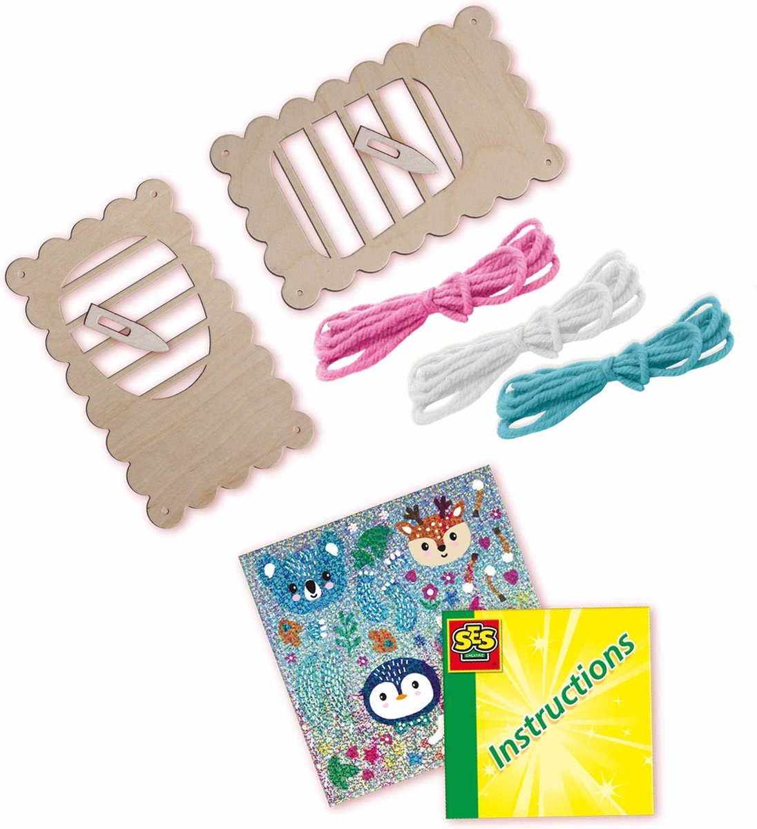 Ses handwerkset Ik leer weven junior touw/hout 8 delig