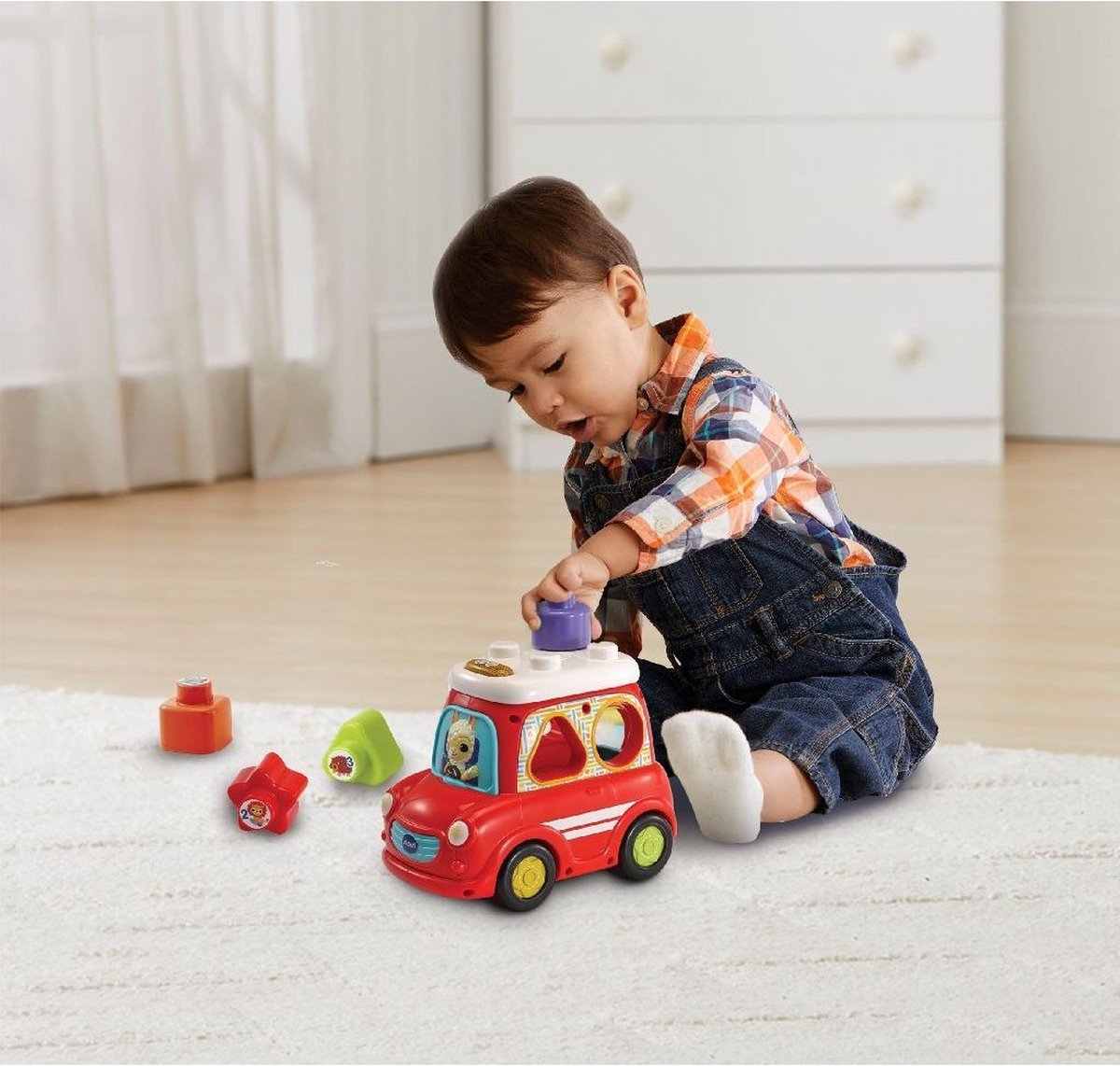 Vtech Vrolijke Vormenauto 25 cm 5 delig - Rood