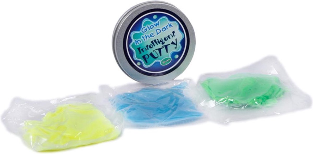 TOM speelklei Intelligent Putty gel/geel/groen 3 delig - Blauw