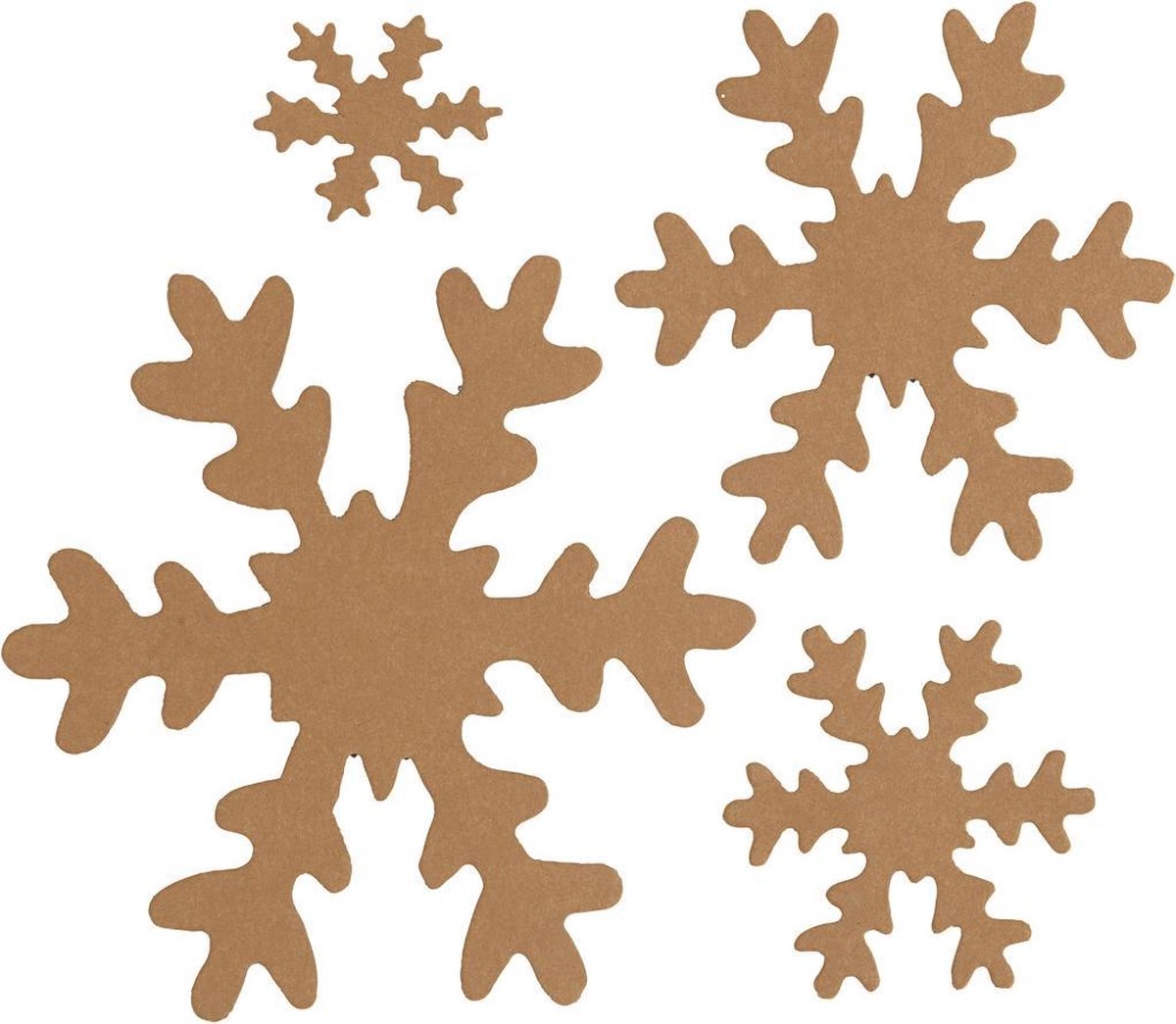Creotime decoratie sneeuwvlok faux leather 3 10 cm 16 stuks - Bruin