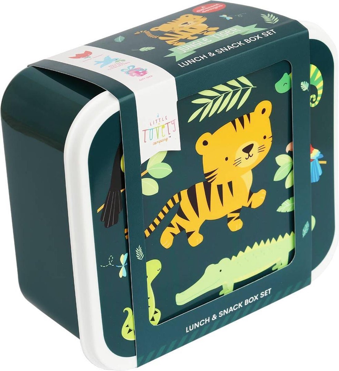 A Little Lovely Company eetset Jungle junior polyetheen groen 4 delig
