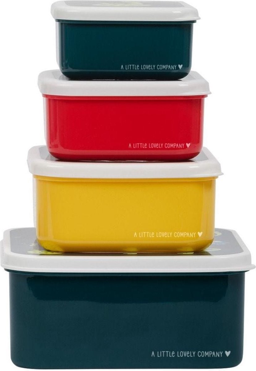 A Little Lovely Company eetset Jungle junior polyetheen groen 4 delig