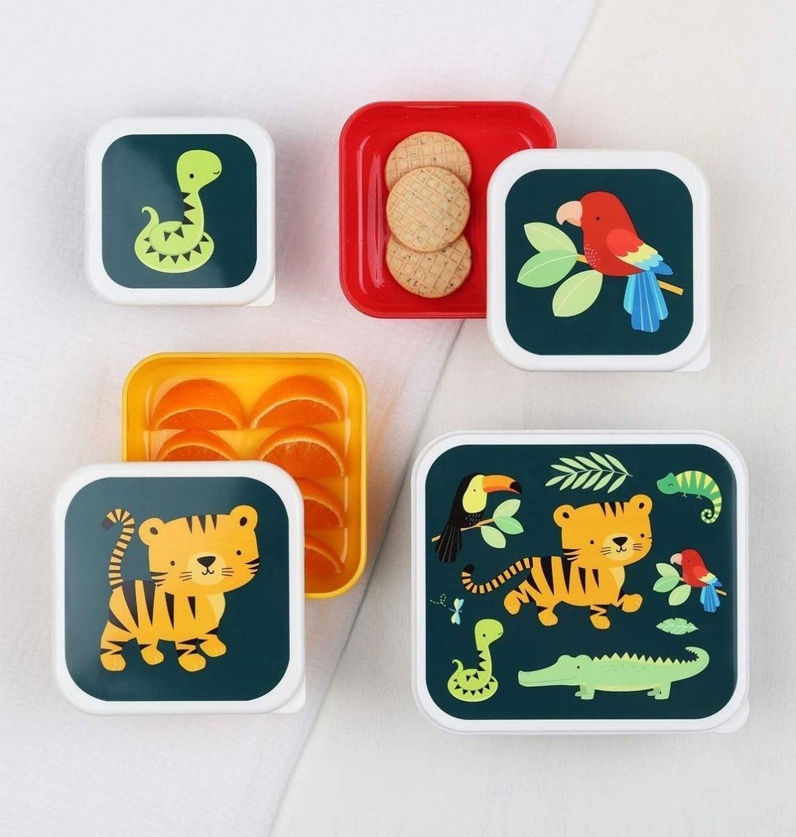 A Little Lovely Company eetset Jungle junior polyetheen groen 4 delig