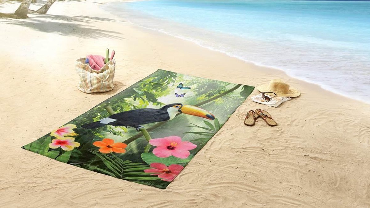 Good Morning strandlaken Rainforest 100 x 180 cm velours - Groen