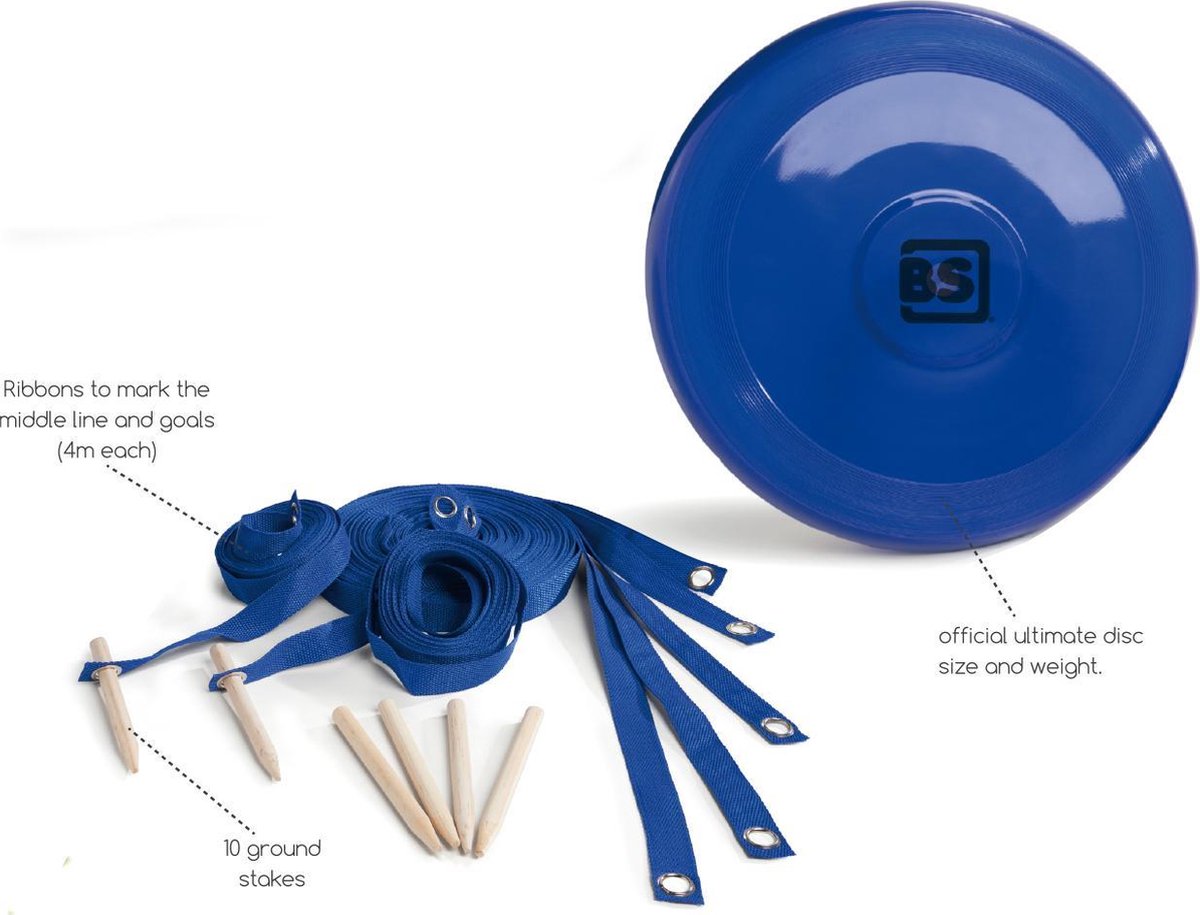 BS Toys frisbeeset Ultimate Disk hout 8 delig - Blauw