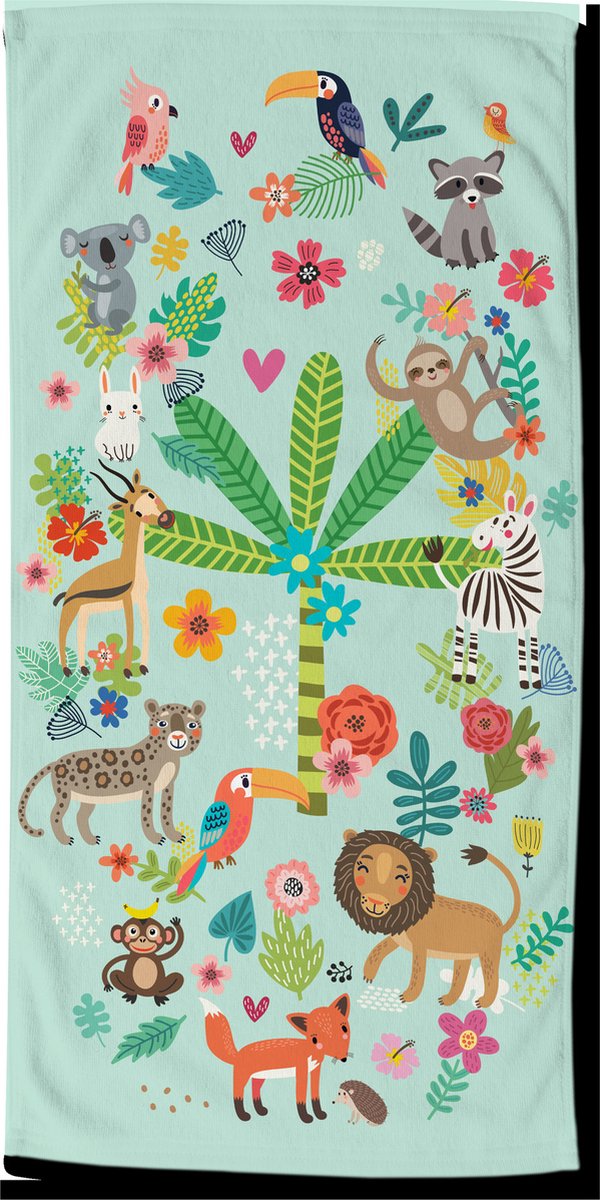 Good Morning strandlaken Happy 75 x 150 cm velours groen