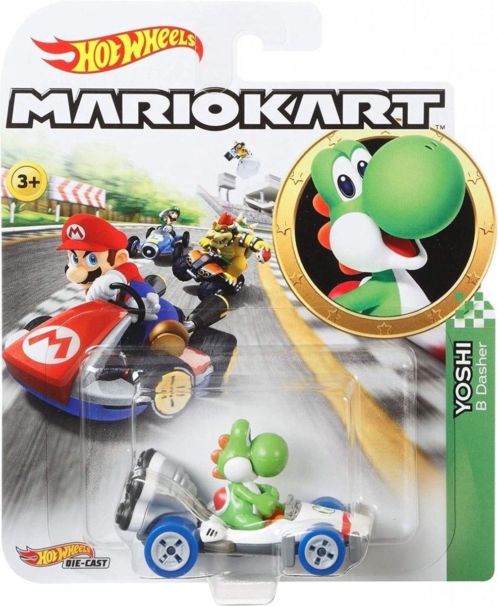Hot Wheels racebaanauto Die Cast Mario Kart Yoshi junior - Groen
