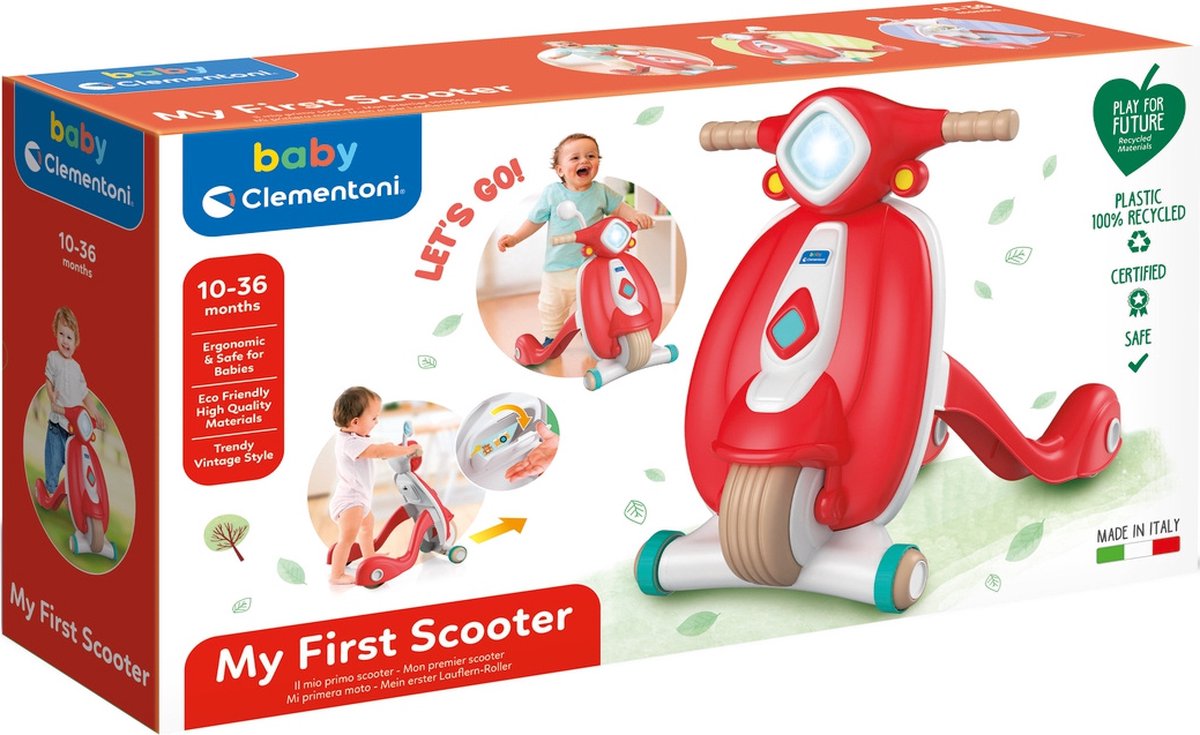 Clementoni loopwagen Scooter 13 x 50 x 28 cm junior/wit - Rood