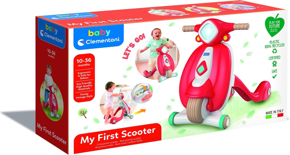 Clementoni loopwagen Scooter 13 x 50 x 28 cm junior/wit - Rood