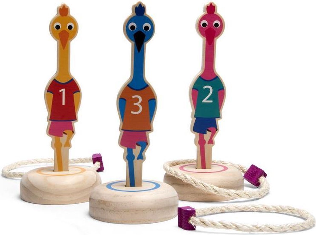 BS Toys ringwerpen Vogels 22 x 5 cm hout 6 delig