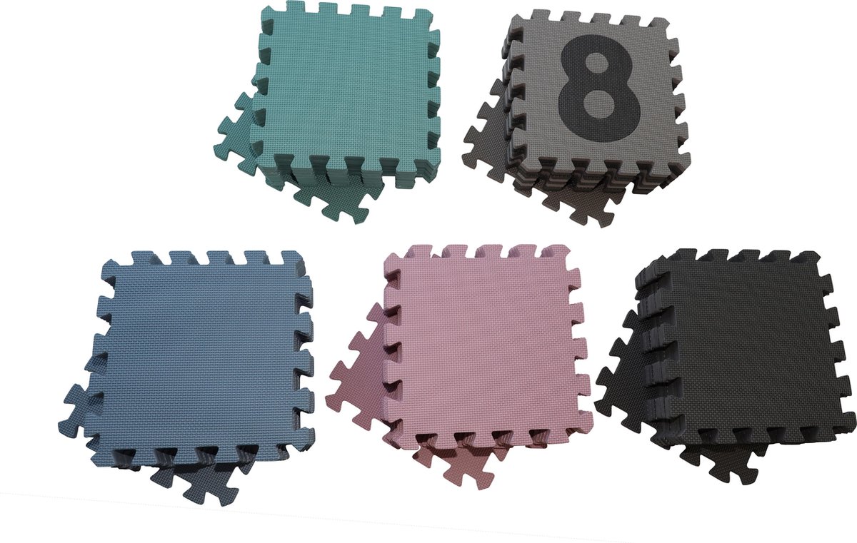 BabyDan speelmat junior 90 cm foam 9 delig - Blauw