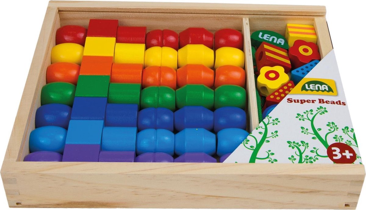 Lena kralenset junior 3 cm hout 54 stuks