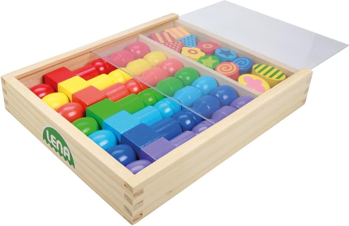 Lena kralenset junior 3 cm hout 54 stuks