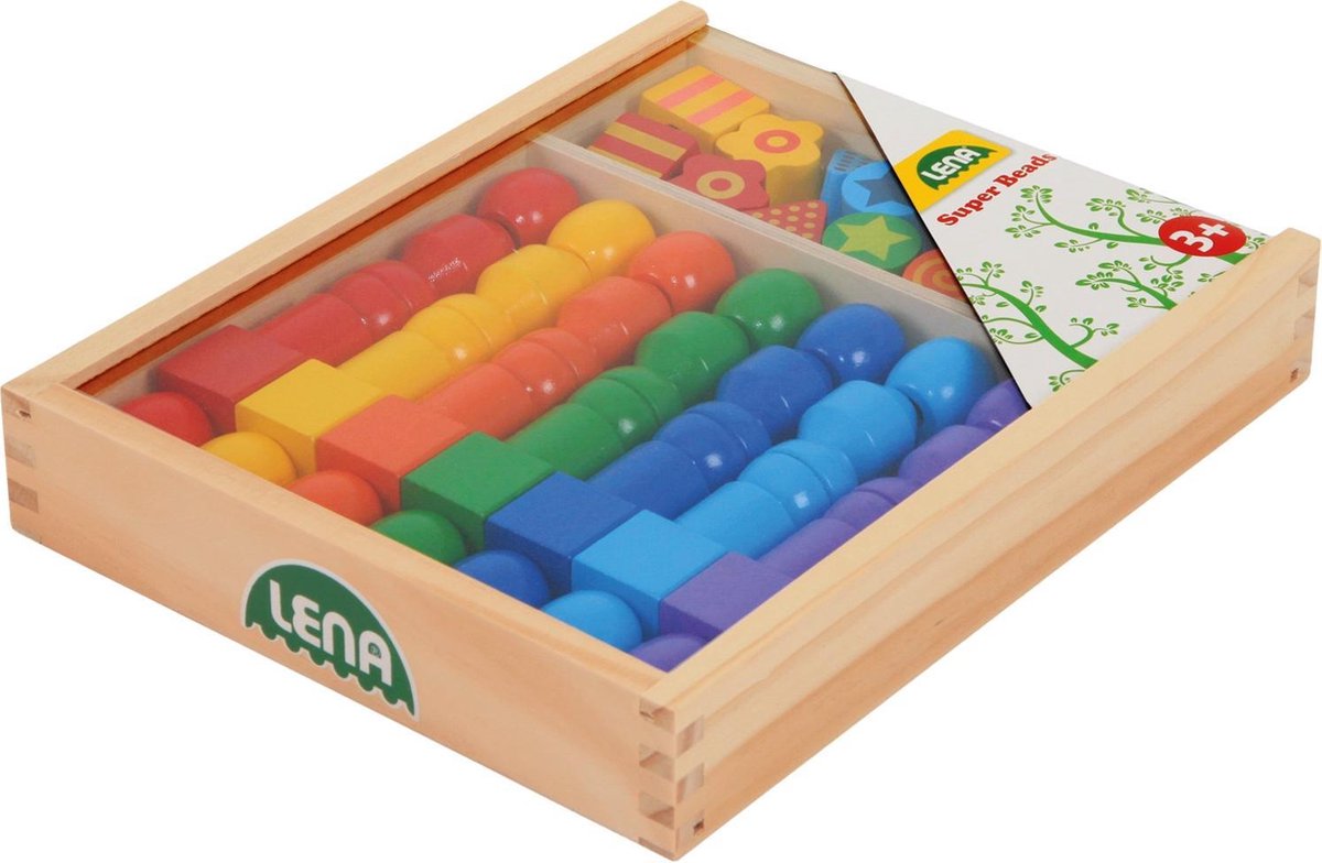 Lena kralenset junior 3 cm hout 54 stuks