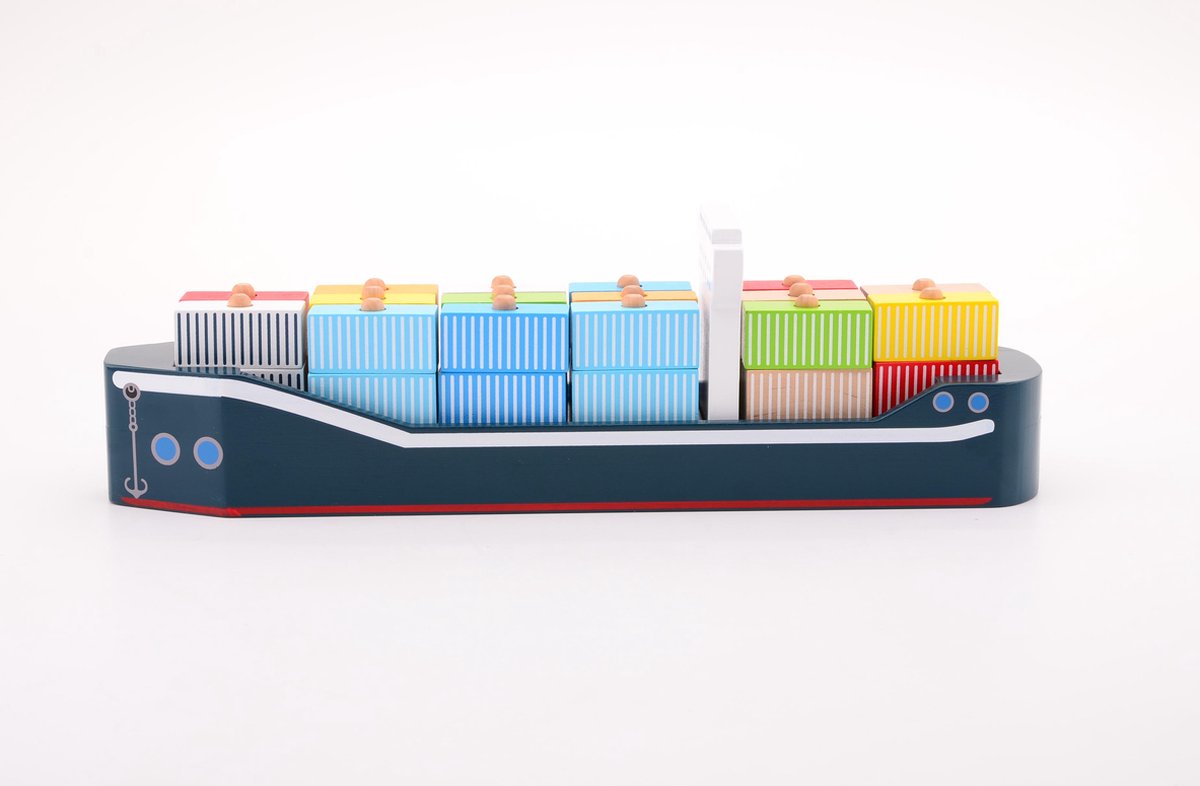 Joueco Jouéco vormenstoof houten containerschip 47 cm