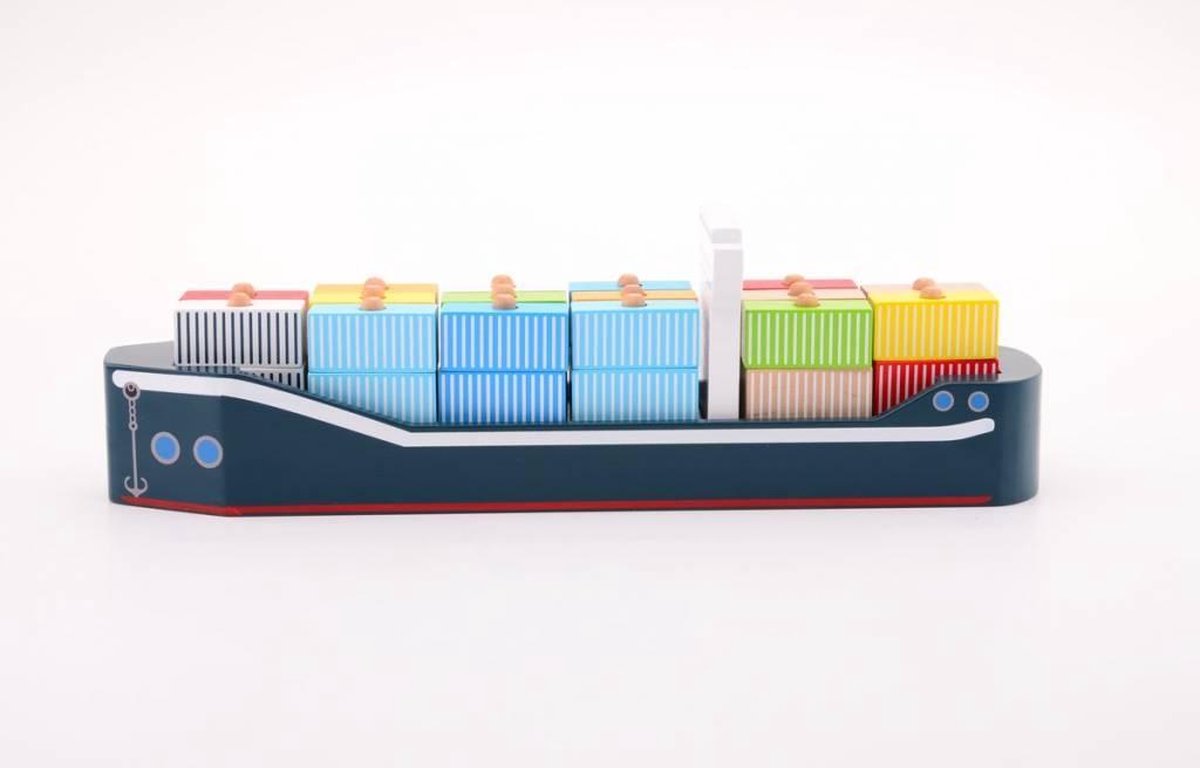 Joueco Jouéco vormenstoof houten containerschip 47 cm