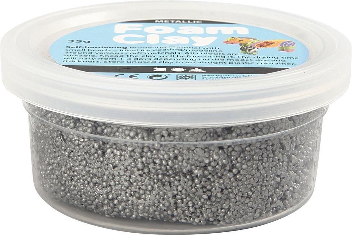Foam Clay klei Metallic zilver 35 gram (78917)
