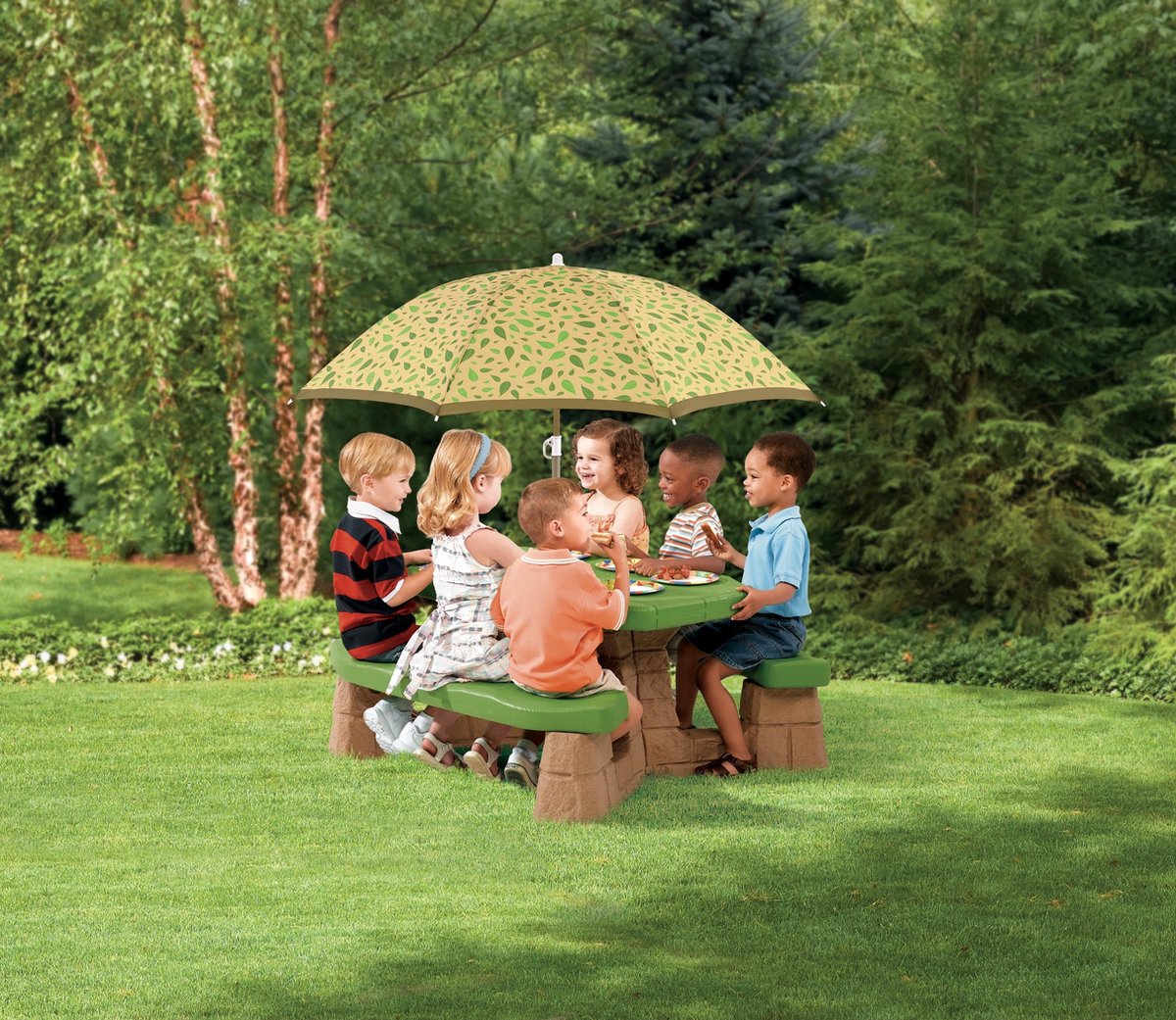 Step2 picknicktafel Playful Picnic met parasol 183 cm - Groen
