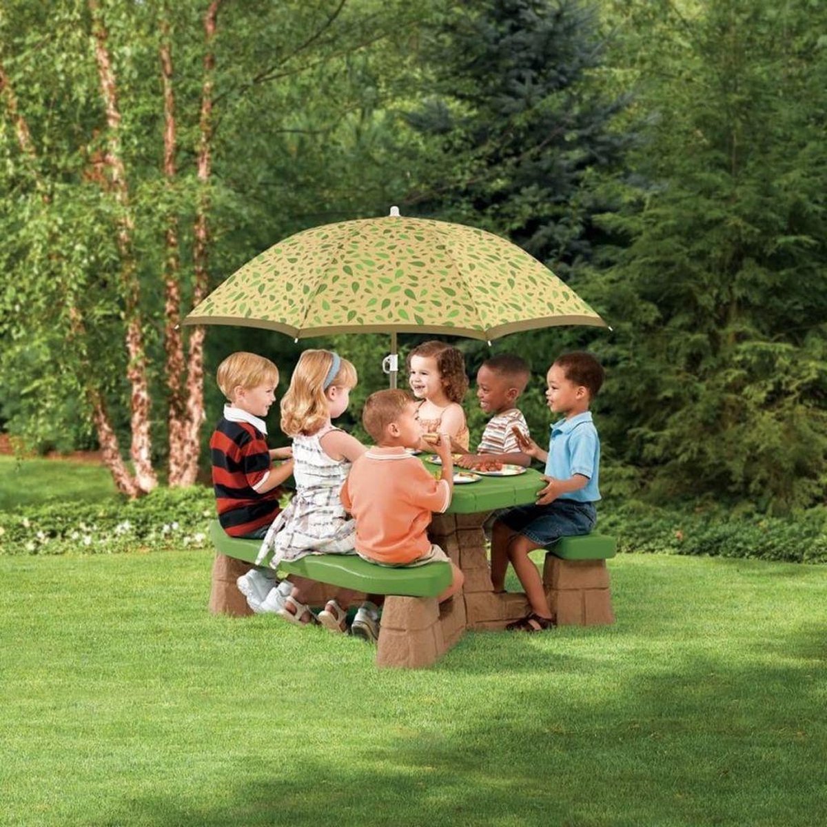 Step2 picknicktafel Playful Picnic met parasol 183 cm - Groen