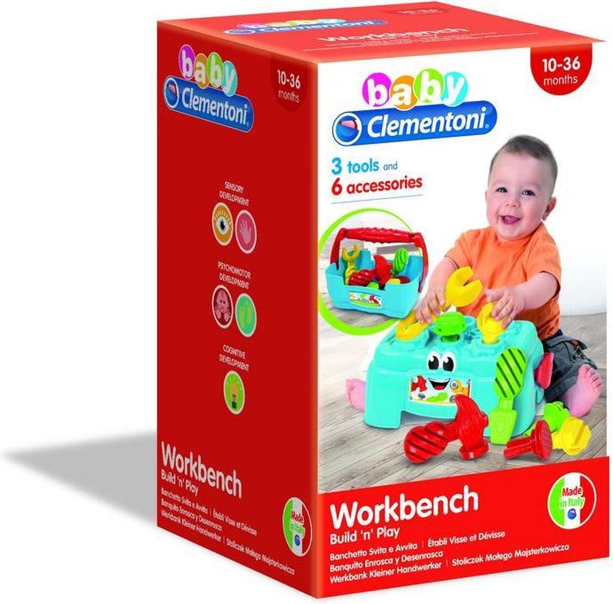 Clementoni hamerbank gereedschapskoffer 10 delig multicolor
