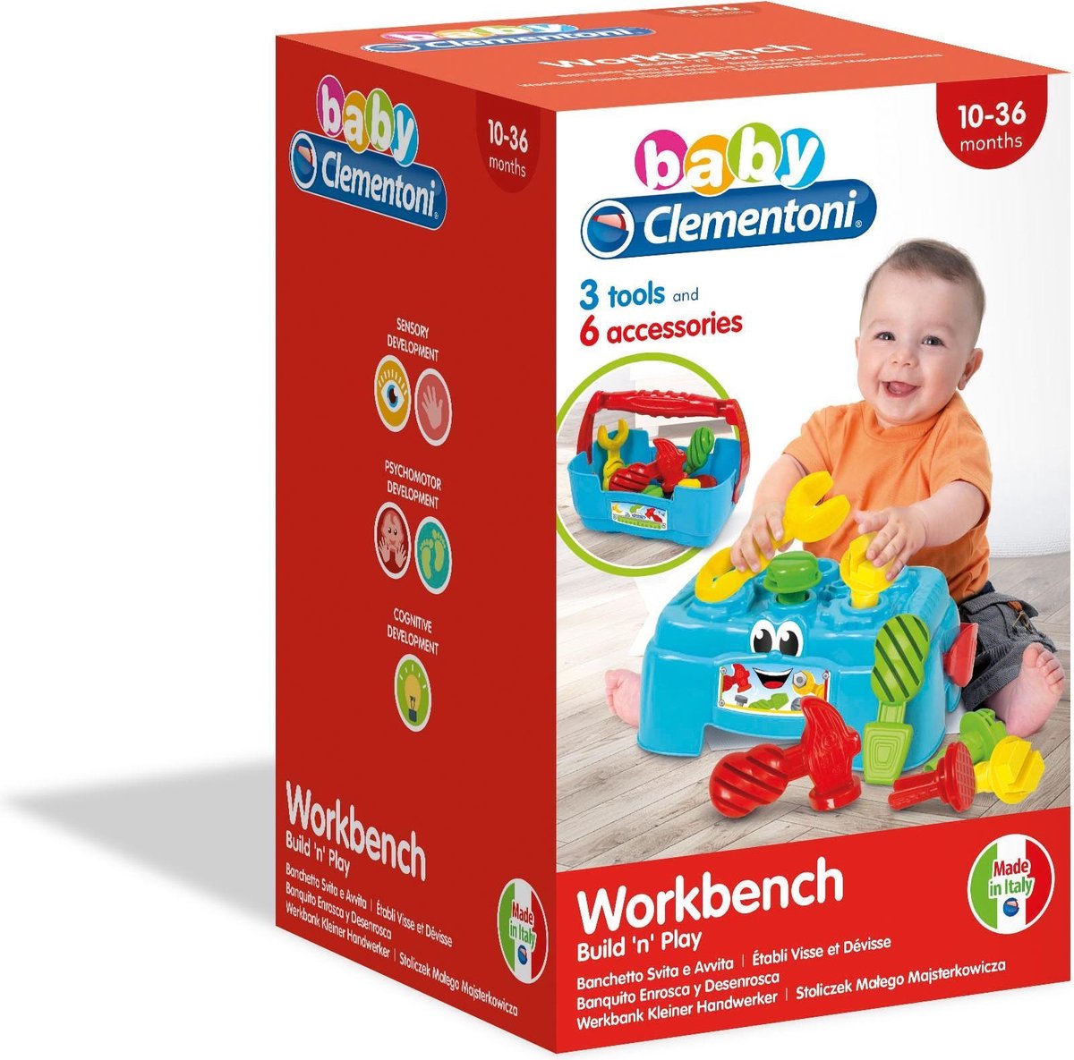 Clementoni hamerbank gereedschapskoffer 10 delig multicolor