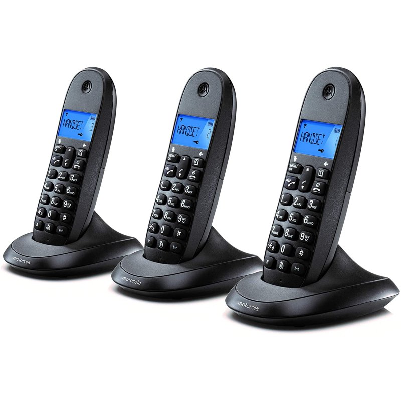 Motorola C1003 LB+ DECT Trio - Teléfono Inalámbrico - Negro