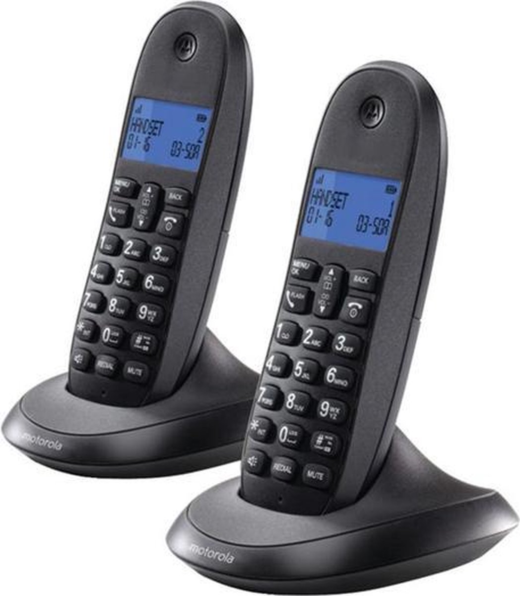 Motorola C1002 LB+ DECT Dúo - Teléfono Inalámbrico - Negro