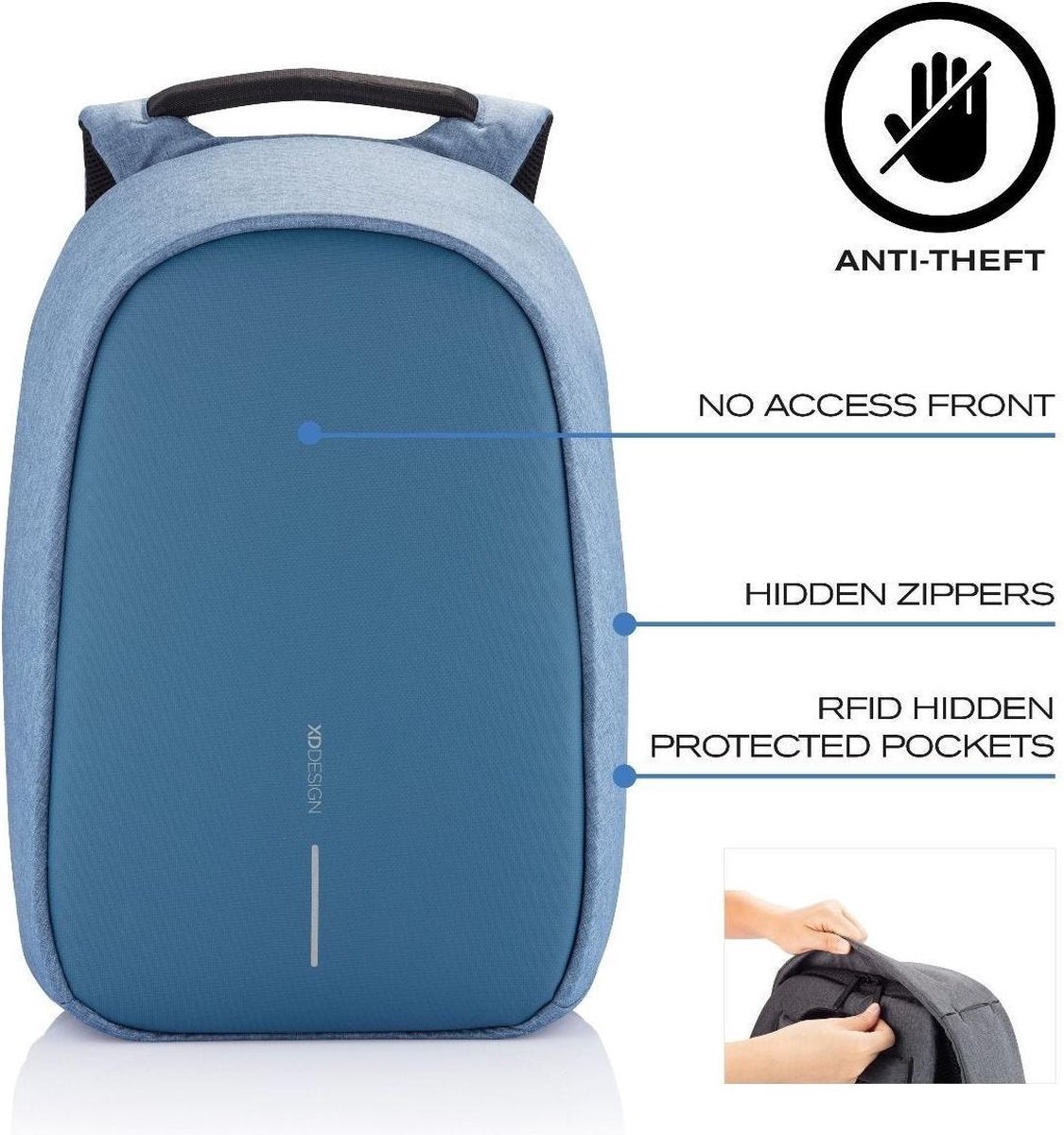 XD Design Bobby Hero Regular Anti-theft 15" Light Blue 18L
