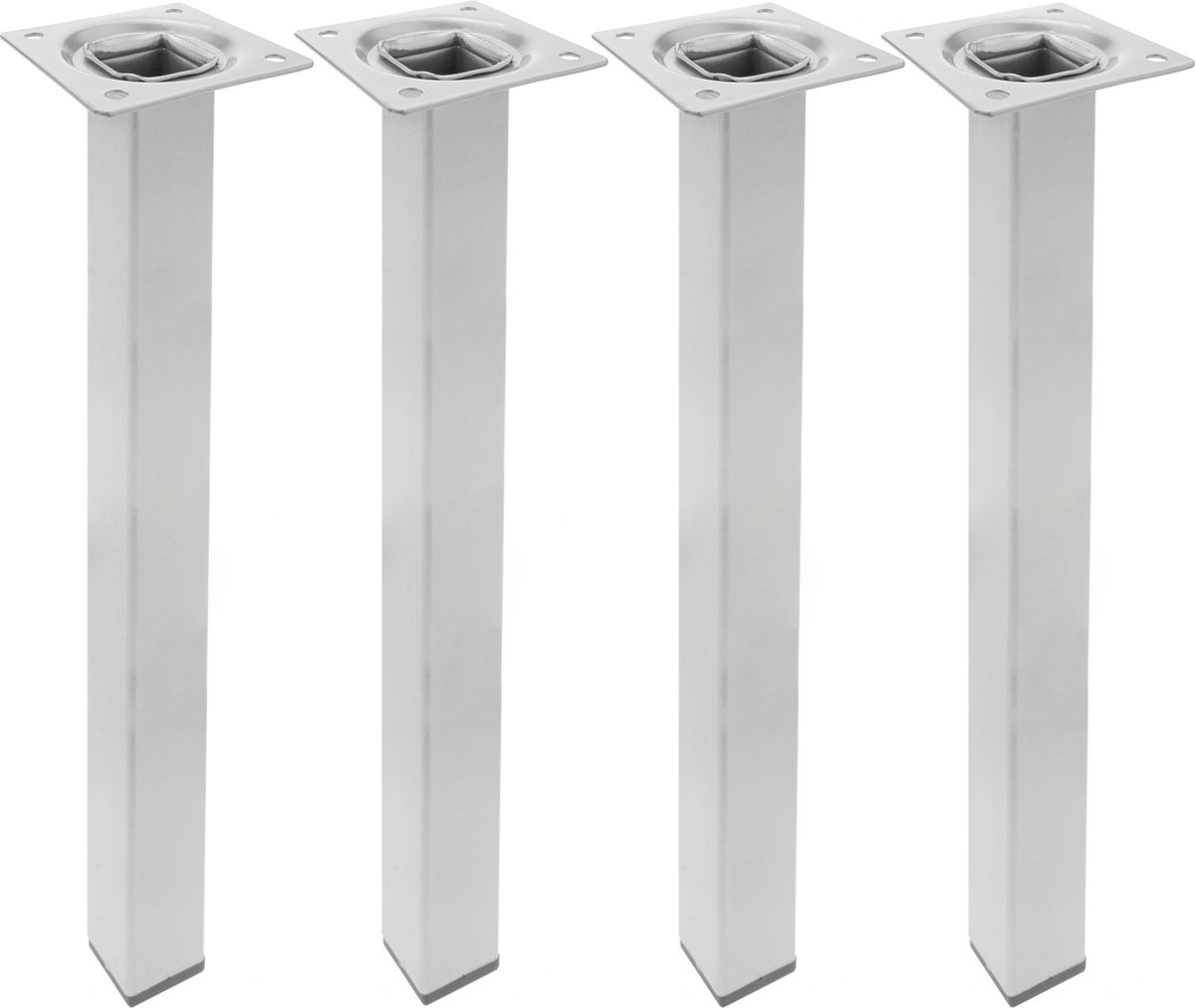 PrimeMatik Pies cuadrados para mesa y mueble , Patas en acero gris de 40cm 4-pack