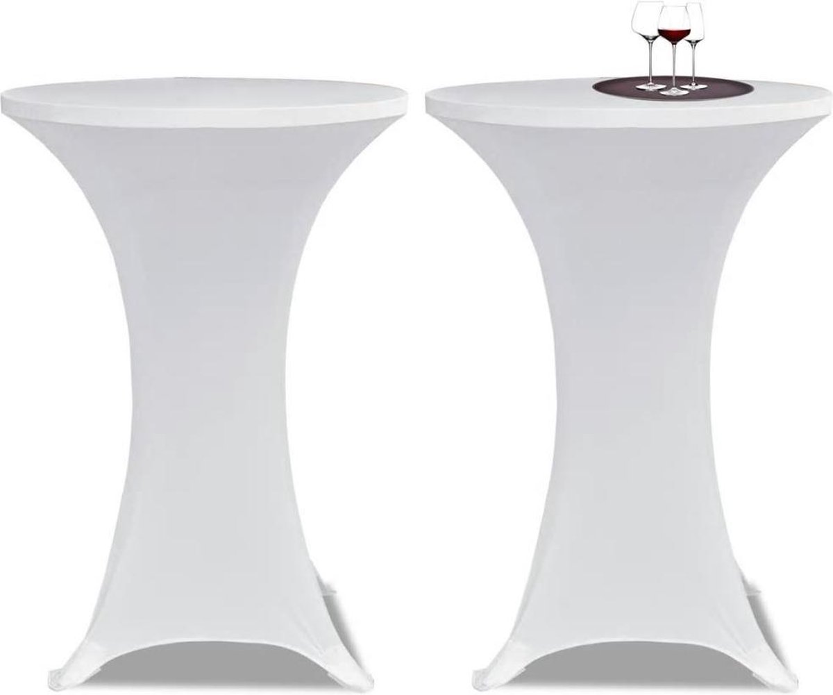 Conjunto de 2 Manteles blancos ajustados para mesa de pie - 60 cm diámetro - Blanco