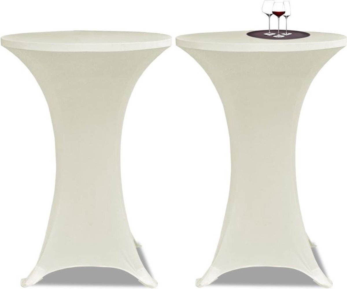 Conjunto de 2 Manteles color crema ajustados para mesa de pie - 70 cm diámetro