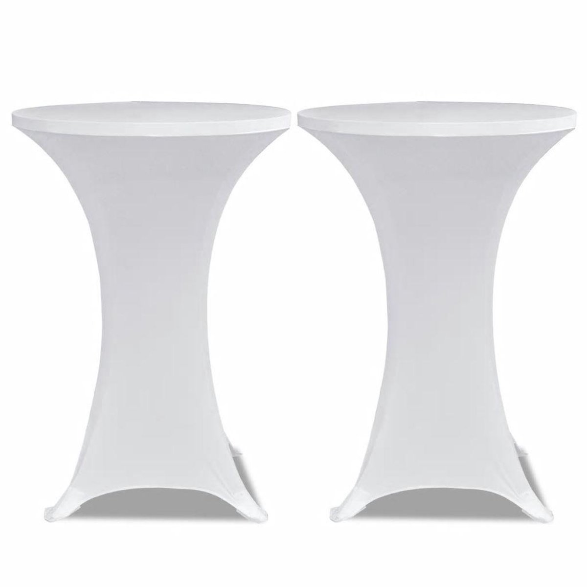 Conjunto de 2 Manteles blancos ajustados para mesa de pie - 70 cm diámetro - Blanco
