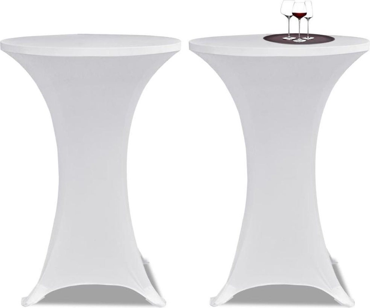 Conjunto de 2 Manteles blancos ajustados para mesa de pie - 80 cm diámetro - Blanco