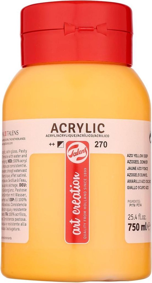 Talens acrylverf 750 ml 16,5 cm donker - Geel