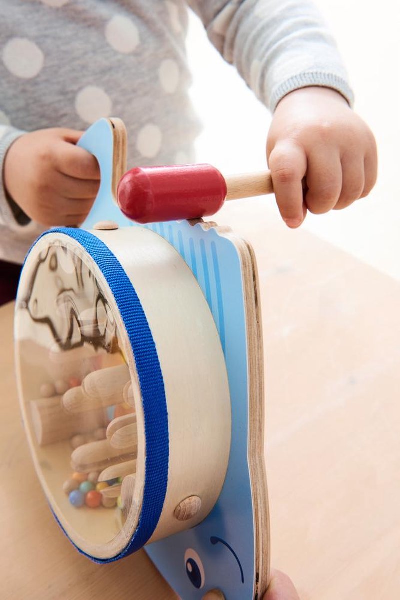 HABA houten muziekinstrument Trommelvis 28 cm - Blauw
