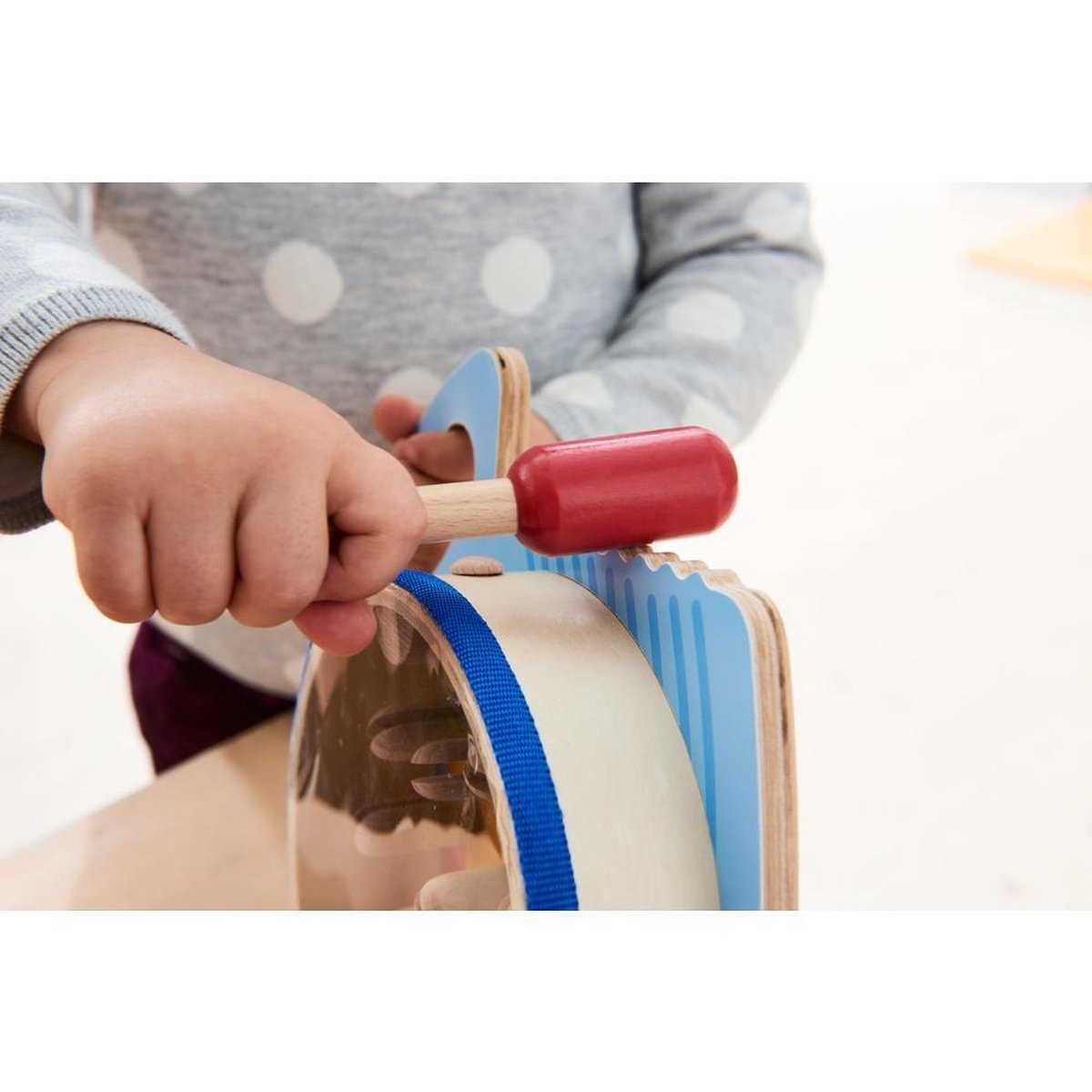 HABA houten muziekinstrument Trommelvis 28 cm - Blauw