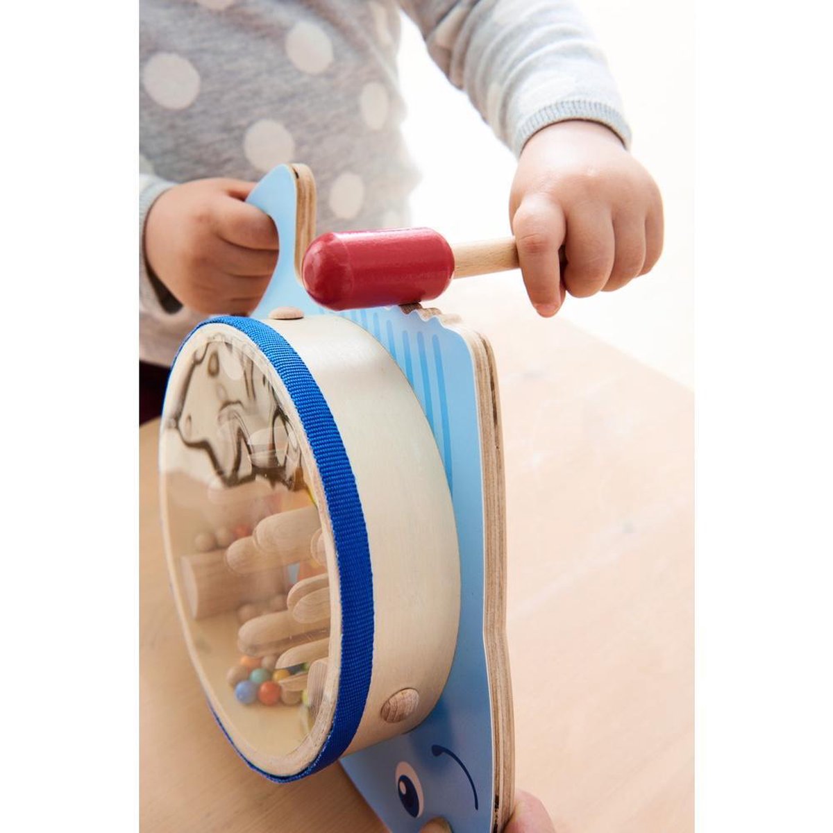 HABA houten muziekinstrument Trommelvis 28 cm - Blauw