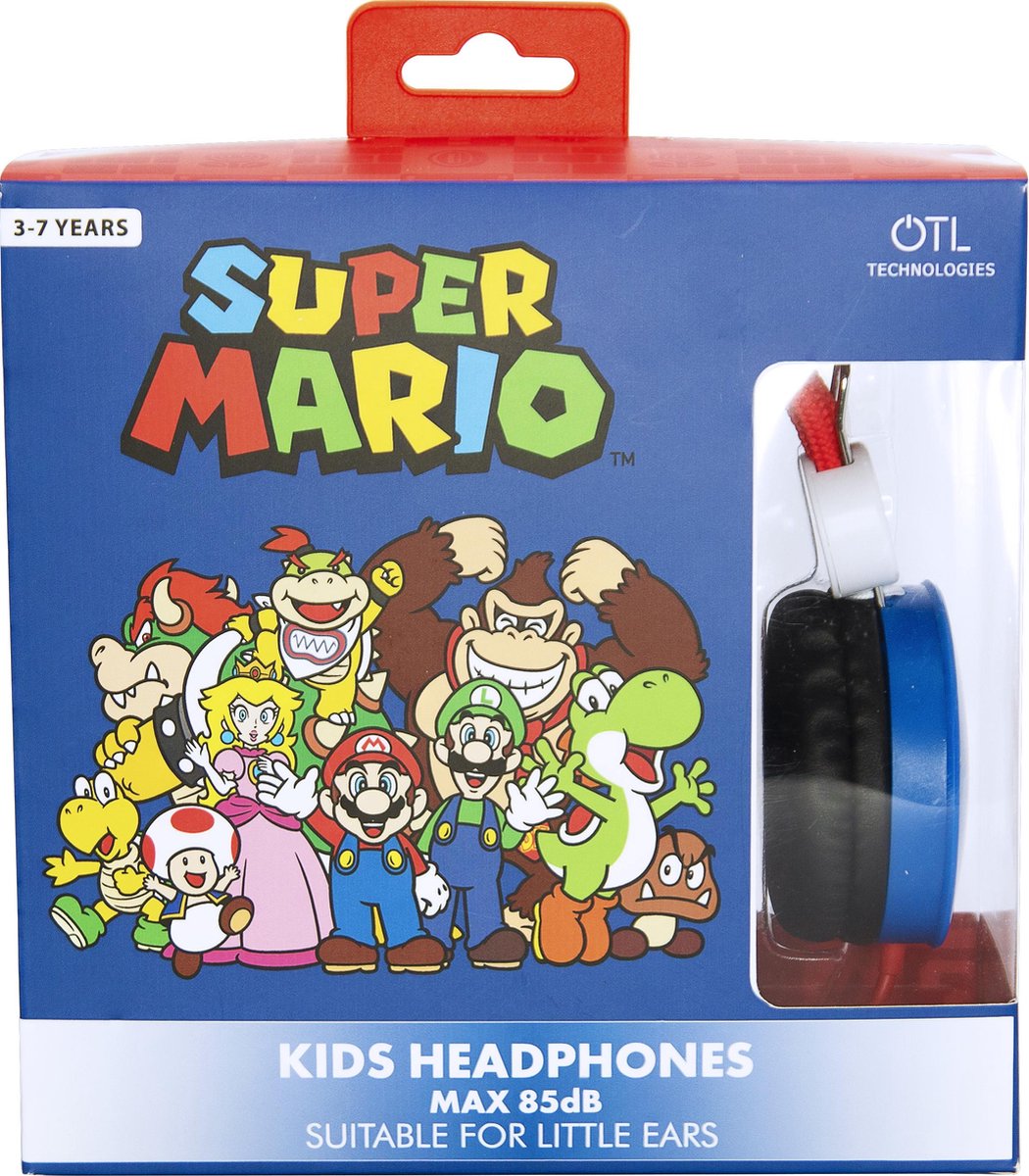 Nintendo koptelefoon Super Mario junior 3,5 mm 85db - Blauw