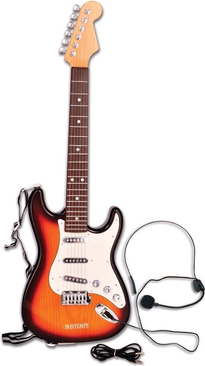 Bontempi elektrische rockgitaar junior 64 cm 3 delig - Bruin