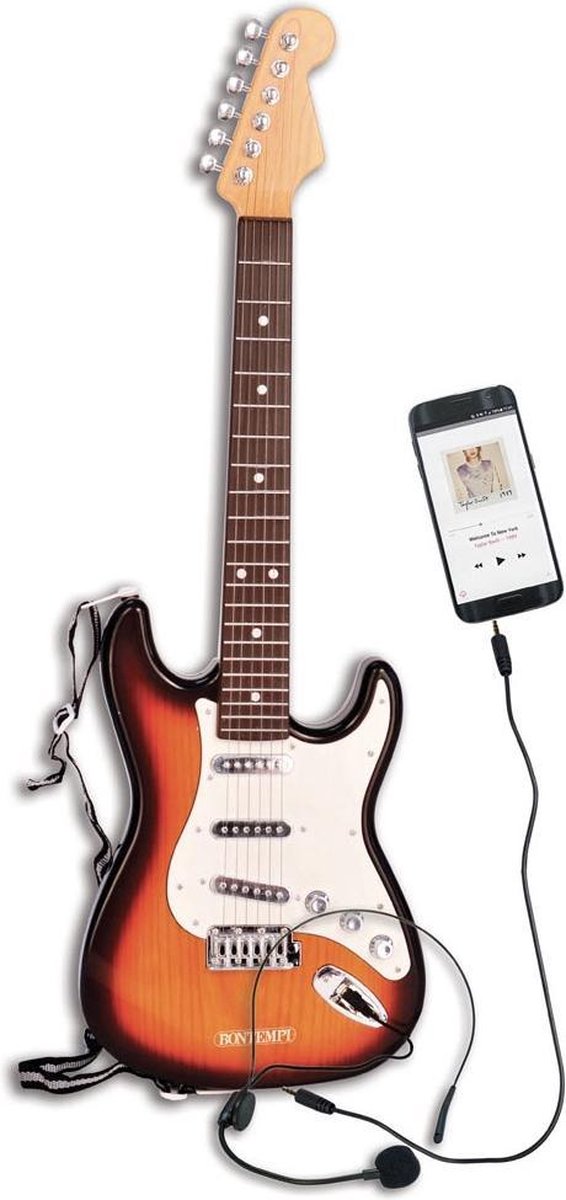 Bontempi elektrische rockgitaar junior 64 cm 3 delig - Bruin