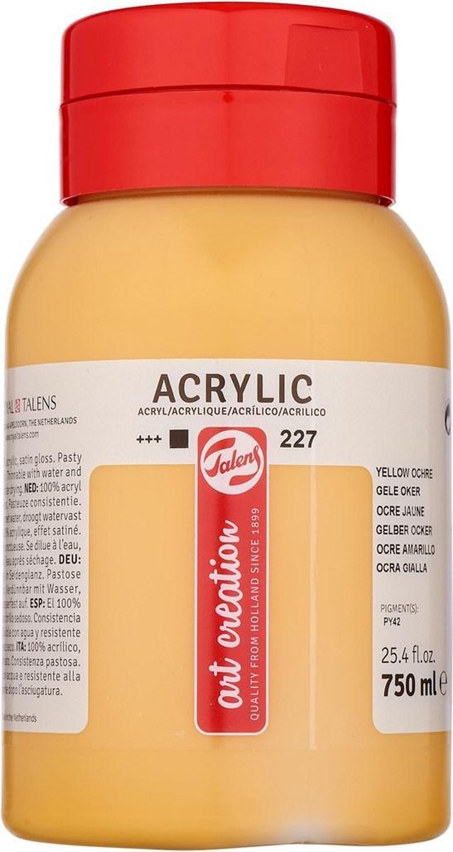 Talens acrylverf 750 ml 16,5 cm oker - Geel