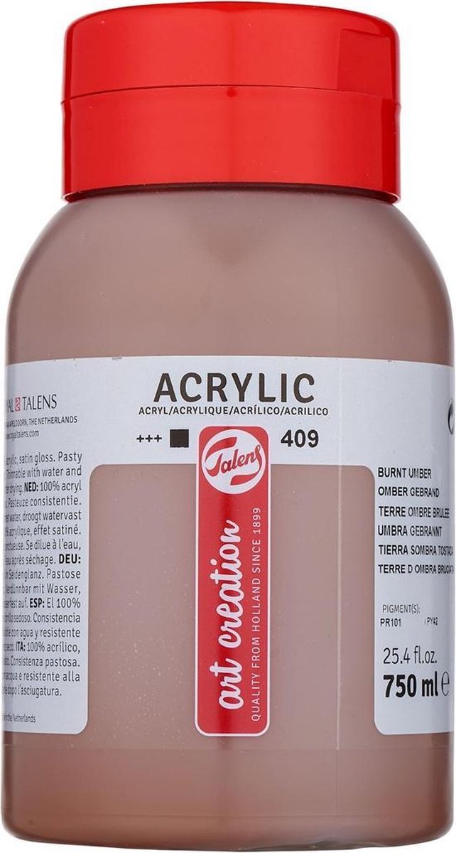 Talens acrylverf 750 ml 16,5 cm donkerbruin - Geel