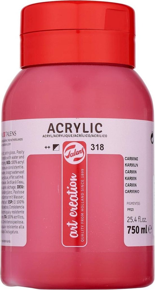 Talens acrylverf 750 ml 16,5 cm karmijn - Rood