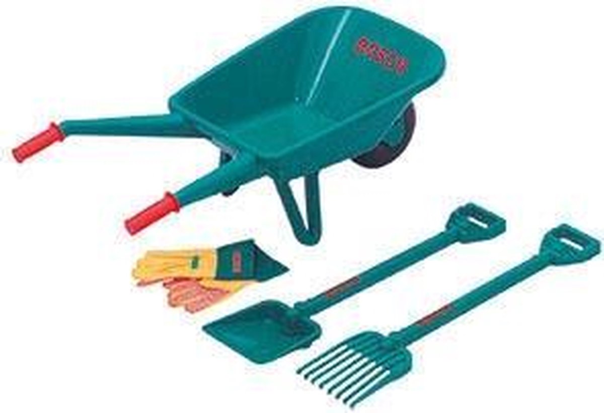 Theo Klein Klein Bosch kruiwagen met tuingereedschap 71 cm 4 delig - Groen